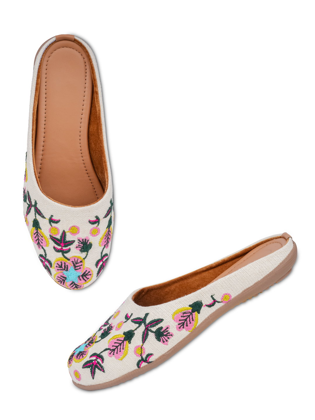 Women's Ethnic Embroidered Mules | Slip-On Juttis for Casual Comfortable Flat Mojaris - Image 3