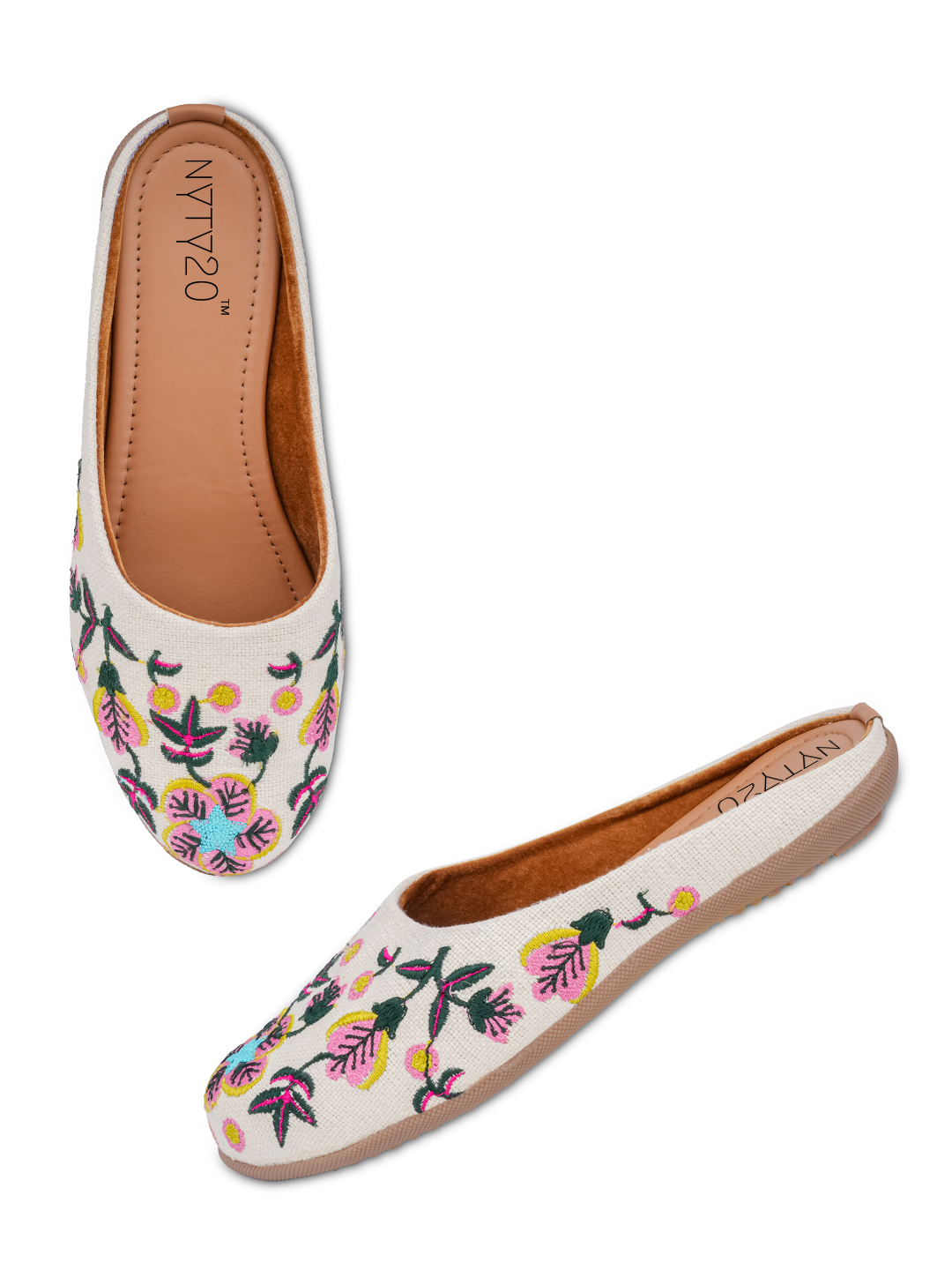 Women's Ethnic Embroidered Mules | Slip-On Juttis for Casual Comfortable Flat Mojaris - Image 10