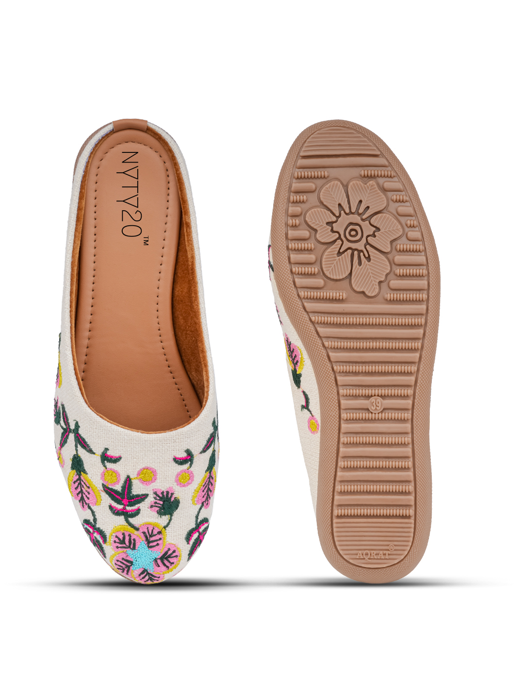 Women's Ethnic Embroidered Mules | Slip-On Juttis for Casual Comfortable Flat Mojaris - Image 15