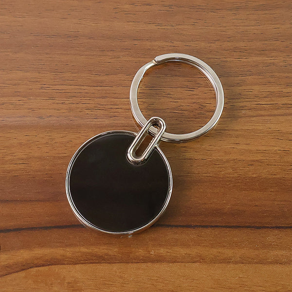 Sleek Black Round Metal Keychain (1 Pc) - Image 9