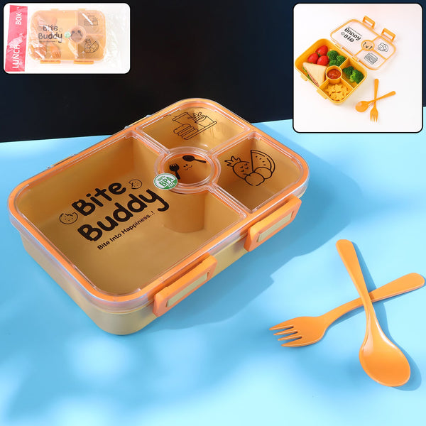Bite Buddy 4-Compartment Leak-Resistant Plastic Lunch Box with Spoon & Fork - Image 8