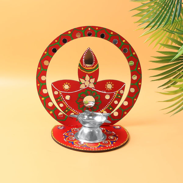 Handcrafted Wooden Decorative Diya Stand (1 Pc) - Image 7