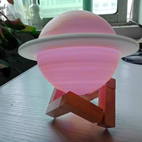 3D Saturn Lamp Home Decoration Bedside Night Light With Base (1 pc / Multicolor) - Image 3