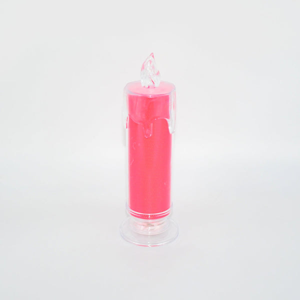 Red LED Flameless Candles Battery Operated Pillar Candles Flickering Realistic Decorative Lamp Votive Transparent Flameless Ornament Tea Party Decorations for Hotel, Scene,Home Decor, Restaurant, Diwali Decoration Candle Crystal Lamp, Diwali (1 Pc) - Image 4