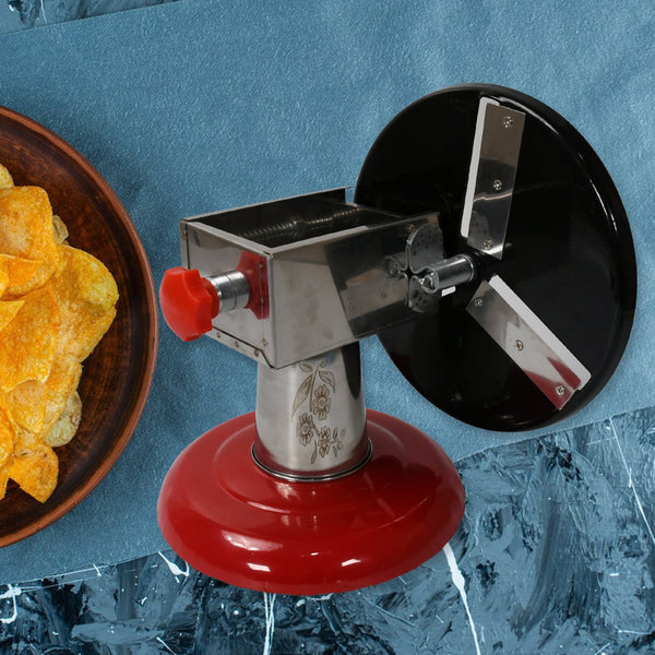 Stainless Steel Chips Maker and Vegetable Slicer for Kitchen Potato Slicer Graters and Chippers. Chips Maker is Suitable for Vegetable Cuttings. Chips Maker Consist Hard Coated Iron Wheel and Stand - Image 6