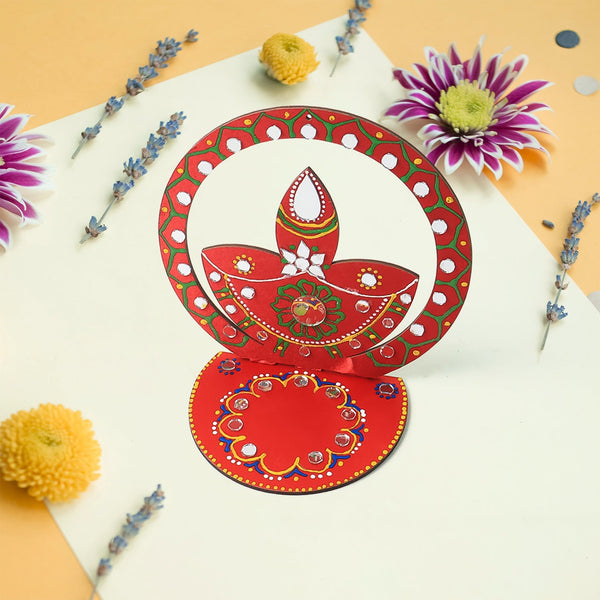 Handcrafted Wooden Decorative Diya Stand (1 Pc) - Image 3
