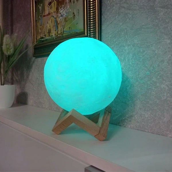 Moon Night Lamp Blue Color with Plastic Stand (15 x12 Cm / 1 Pc) - Image 5
