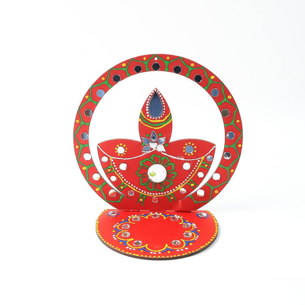 Handcrafted Wooden Decorative Diya Stand (1 Pc) - Image 5