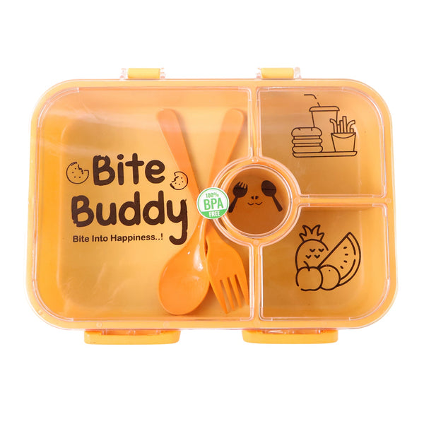 Bite Buddy 4-Compartment Leak-Resistant Plastic Lunch Box with Spoon & Fork - Image 4