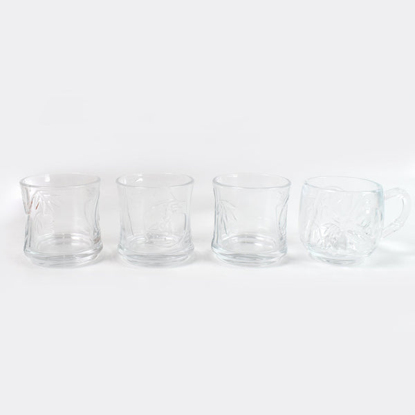 Glass 3 Pc Mug & 1 Pc Cup Set, Water glass (4 Pcs Set) - Image 3