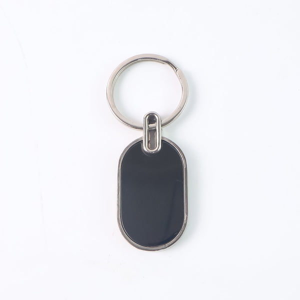 Elegant Black & Silver Oval Metal Keychain (1 Pc) - Image 5