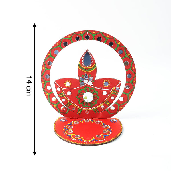 Handcrafted Wooden Decorative Diya Stand (1 Pc) - Image 6