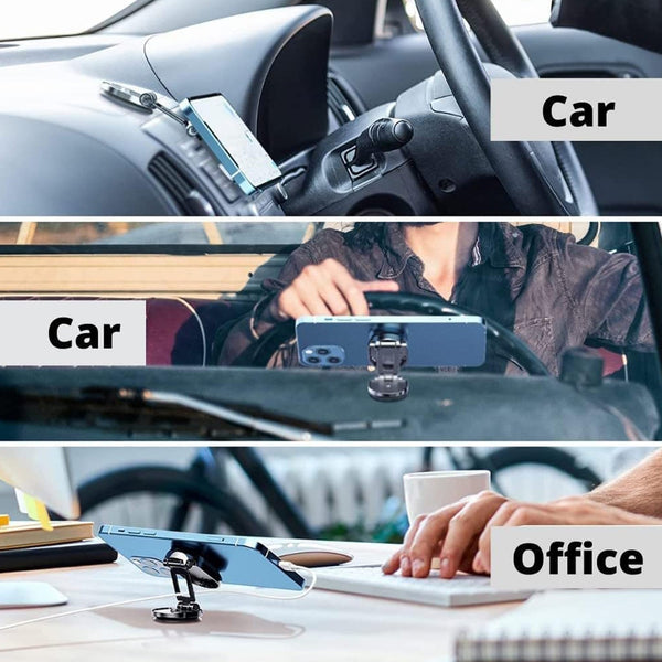 360 Degree Rotating Magnetic Car Phone Holder | Metal Folding Car Phone Holder | New Alloy Folding Magnetic Car Phone Holder (Pack of 1) - Image 8