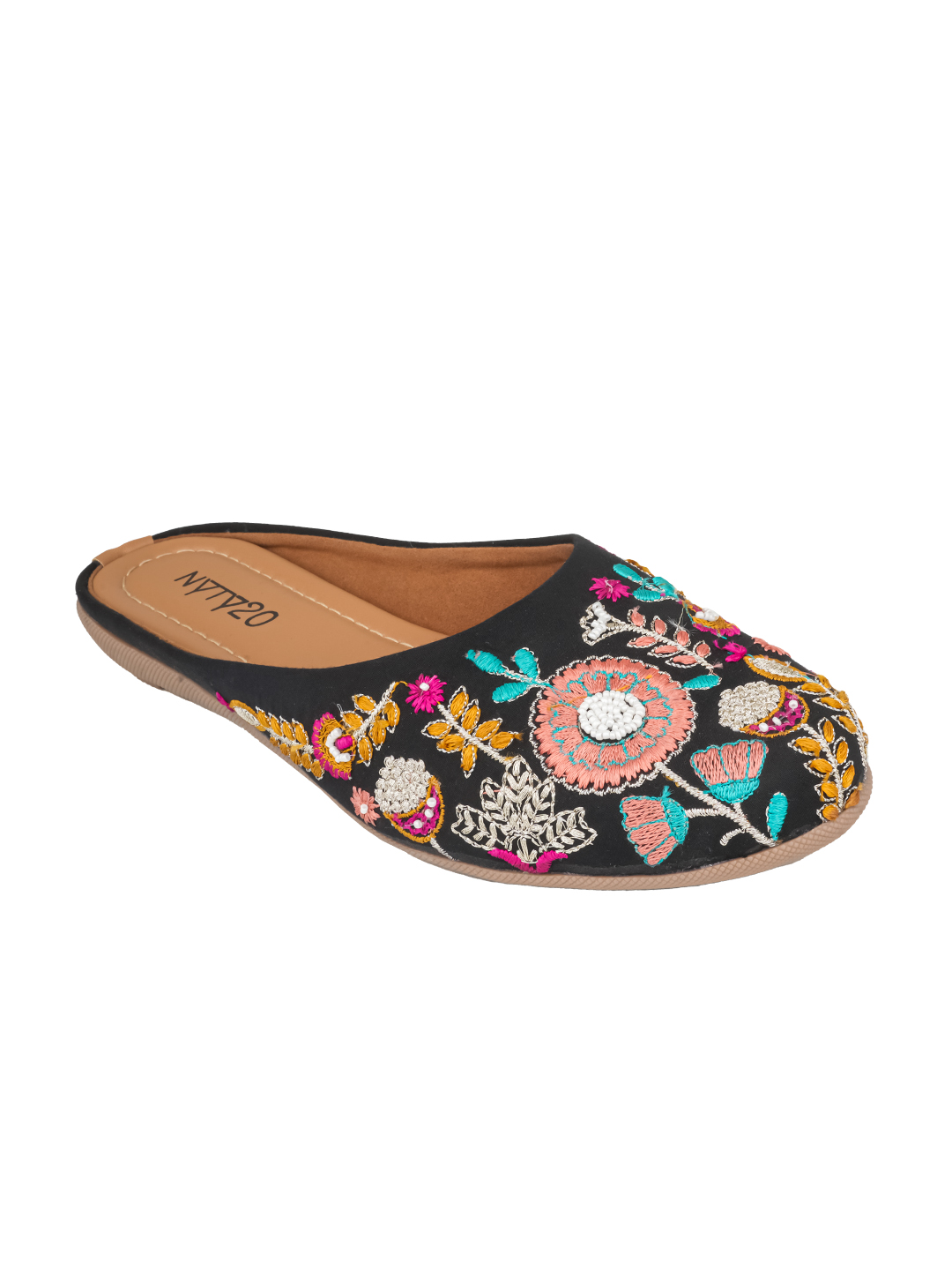 Women's Ethnic Embroidered Mules | Slip-On Juttis for Casual Comfortable Flat Mojaris - Image 8
