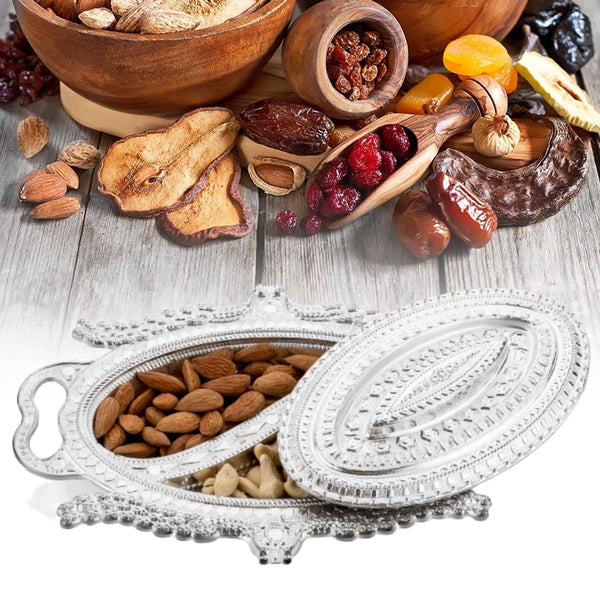 Plastic Peacock Dry Fruit Silver Finish Serving Tray - Image 8