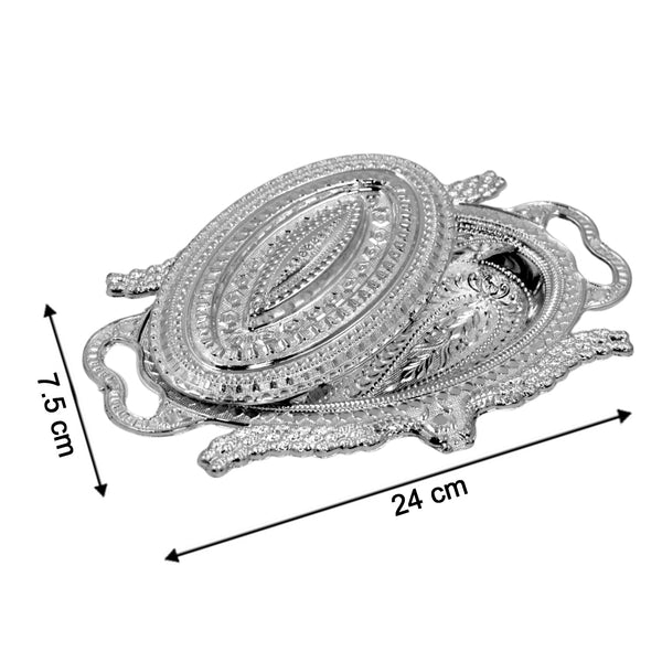 Plastic Peacock Dry Fruit Silver Finish Serving Tray - Image 3