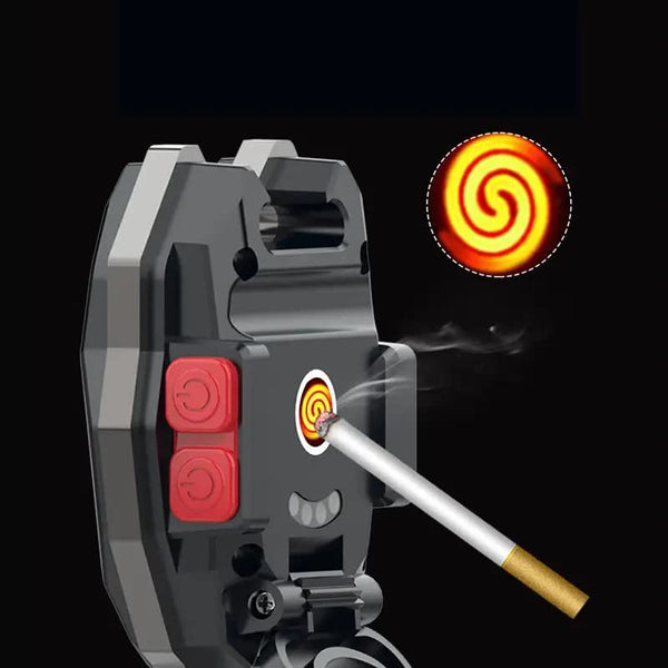 Portable Triangular Shaped Emergency& Camping Flashlight With Cigarette Lighter Lumens Rechargeable Waterproof Portable Led Light Camping Keychain 6Lighting Modes With Strong Magnet 3 Color Lighting For Travel, Camping Walking - Image 3