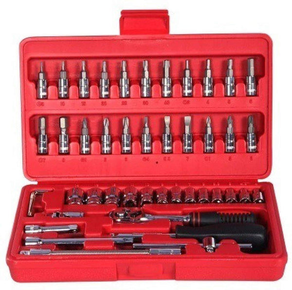 Socket 1 / 4 Inch Combination Repair Tool Kit (Red, 46 pcs) - Image 7
