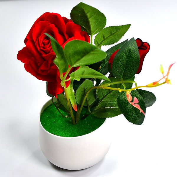 Artificial Rose Flower Plant With Pot, For Home Office Or Gift - Image 5