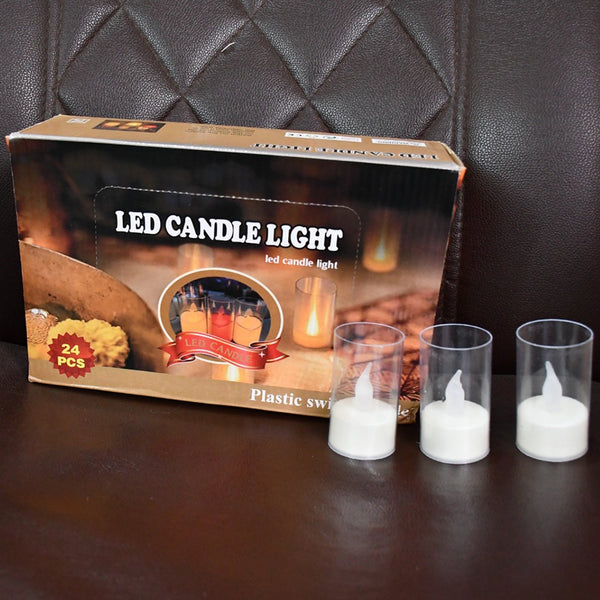 Flameless Candles with Transparent plastic Covers Set of 24 Pcs LED - Image 2
