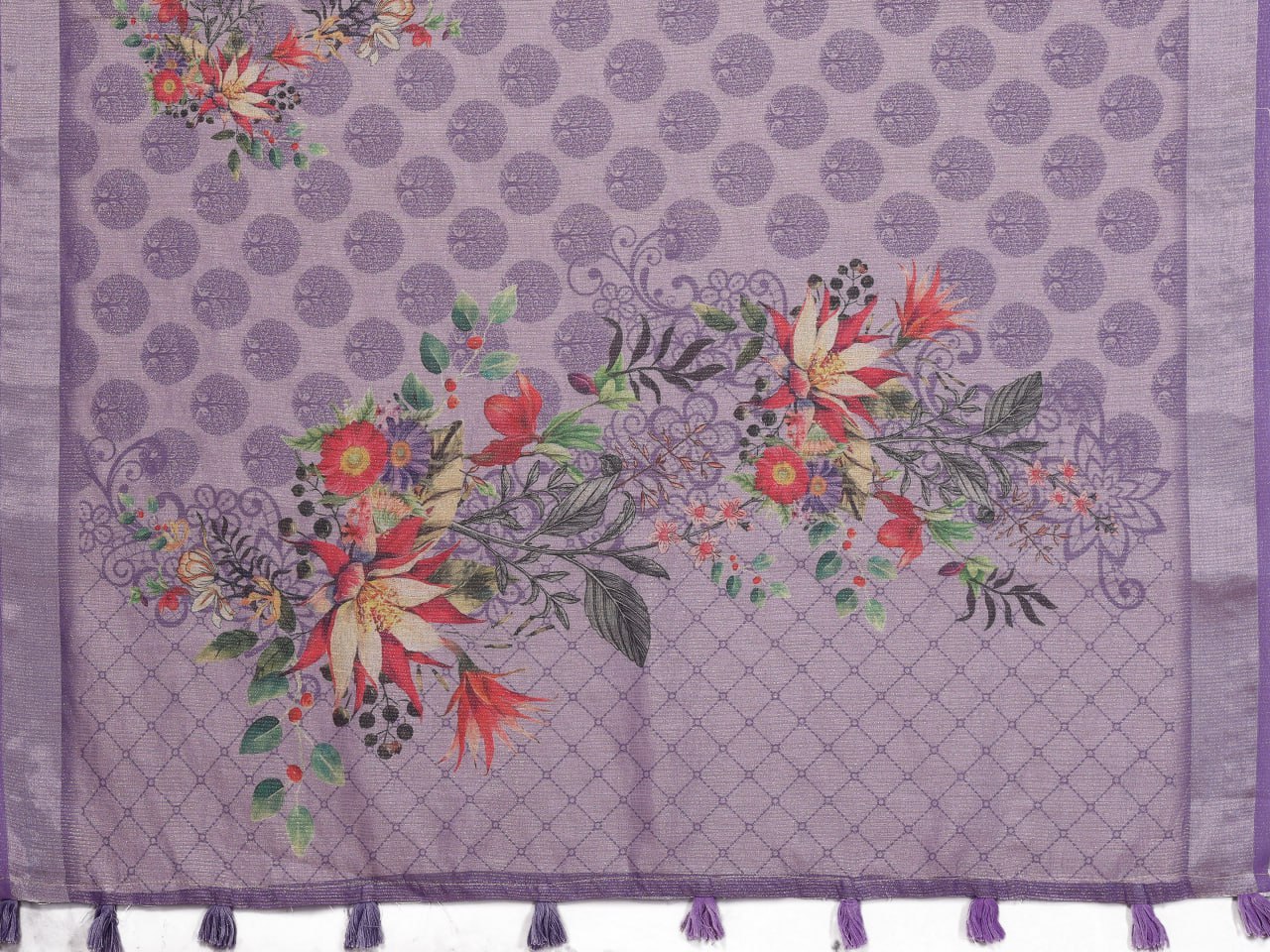 Lavender Floral Linen Shimmer Saree - Image 8