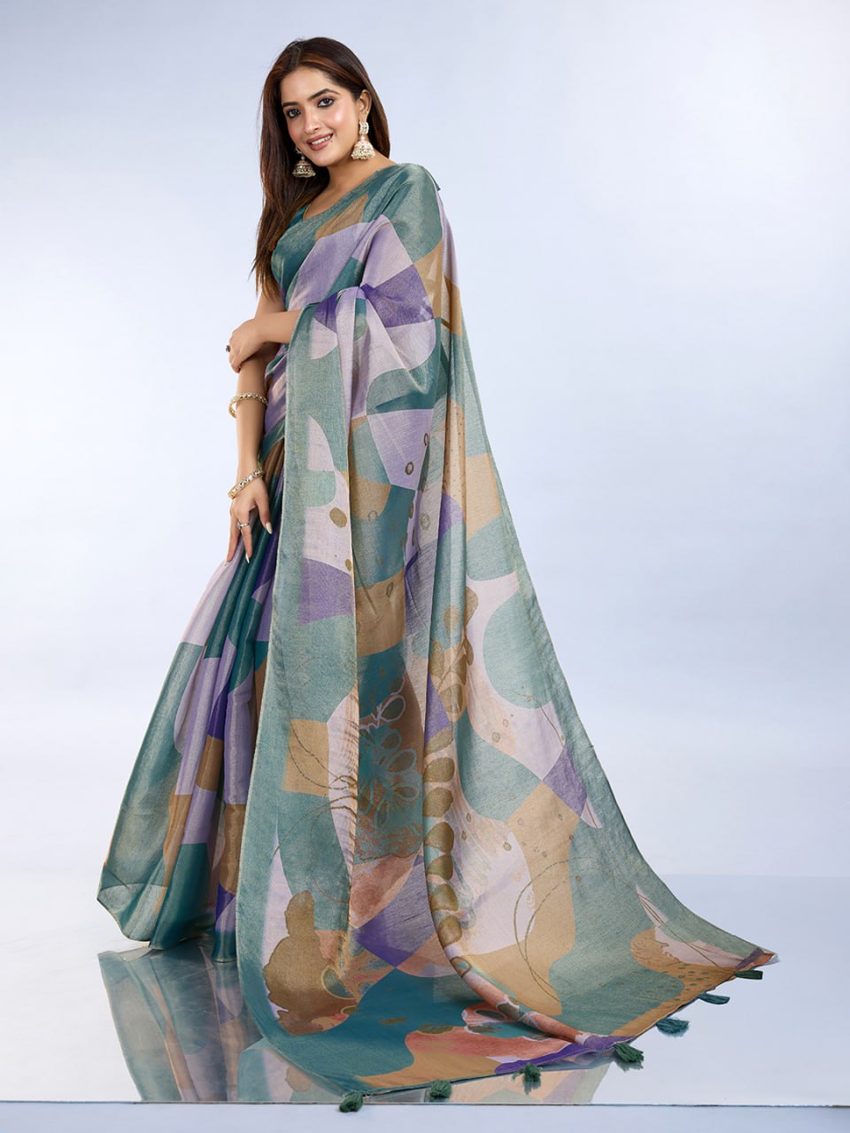 Abstract Print Erode Anmol Silk Saree - Image 6
