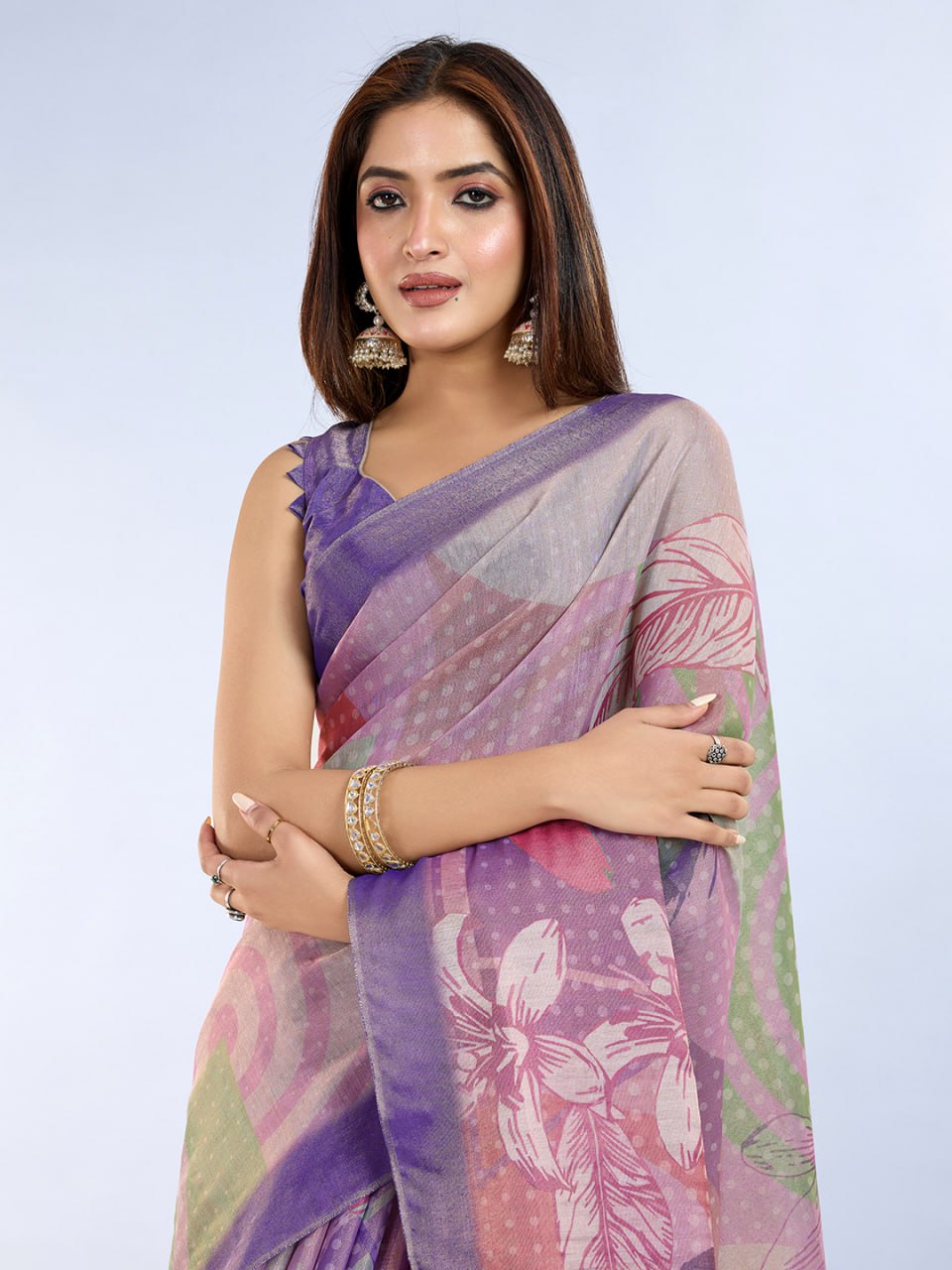 Pastel Floral Erode Anmol Silk Saree - Image 7
