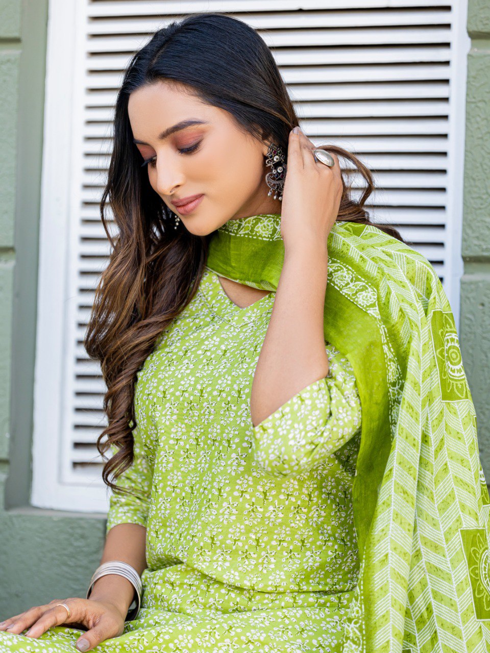 Fully Stiched Cotton Kurti Pant Dupatta - Image 5