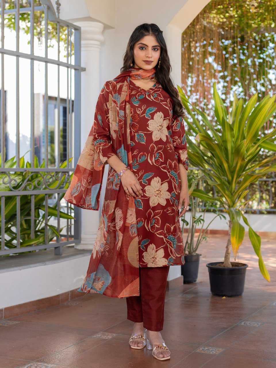 Fully Stiched Cotton Kurti Pant Dupatta - Image 2
