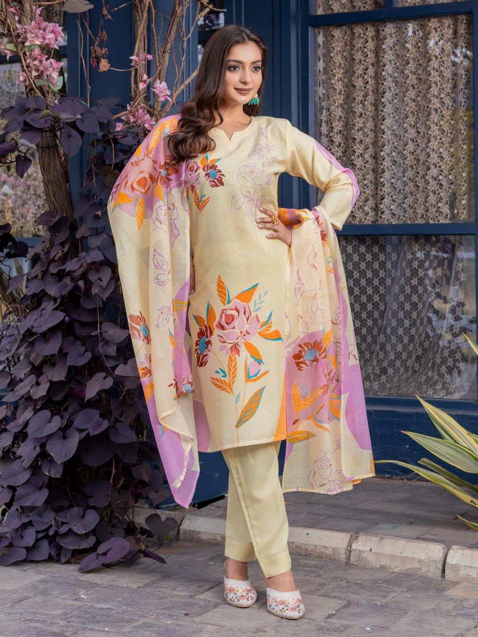 Fully Stiched Cotton Kurti Pant Dupatta - Image 3