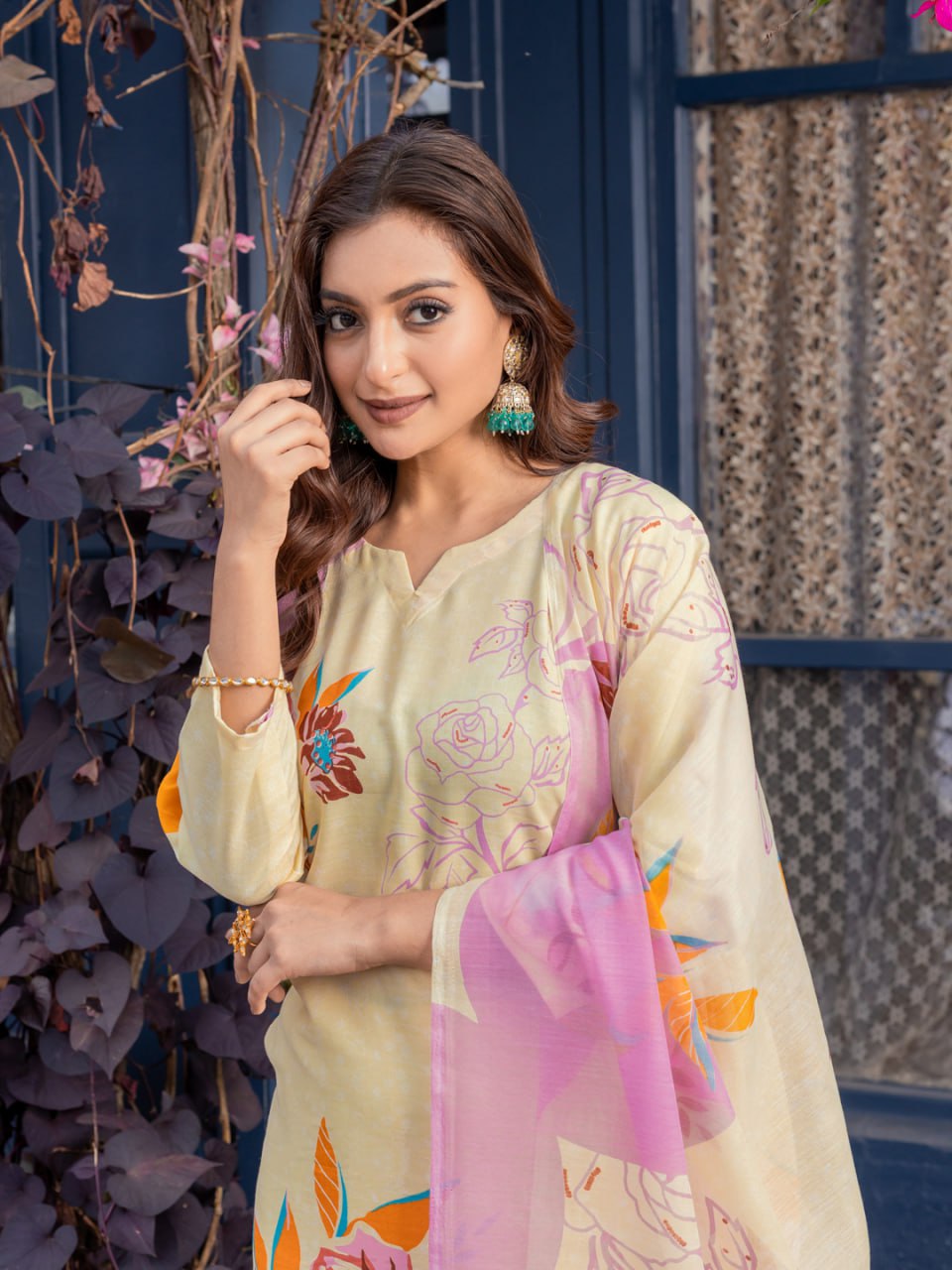 Fully Stiched Cotton Kurti Pant Dupatta - Image 6