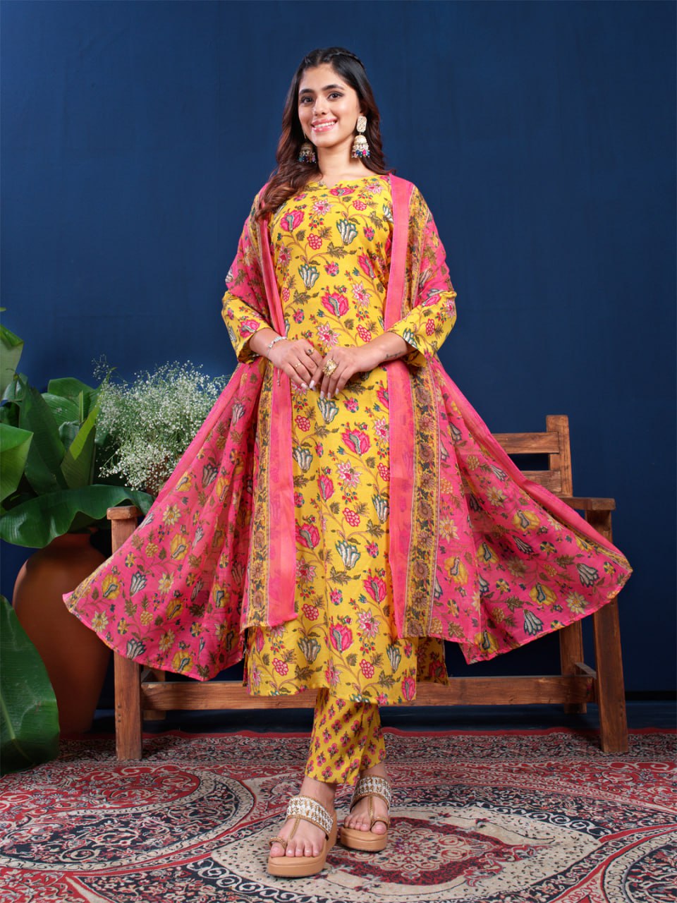 Fully Stiched Cotton Kurti Pant Dupatta - Image 5