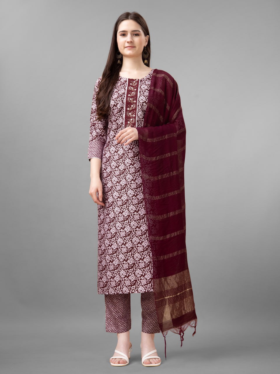 Fully Stiched Rayon Kurti Pant Dupatta - Image 4