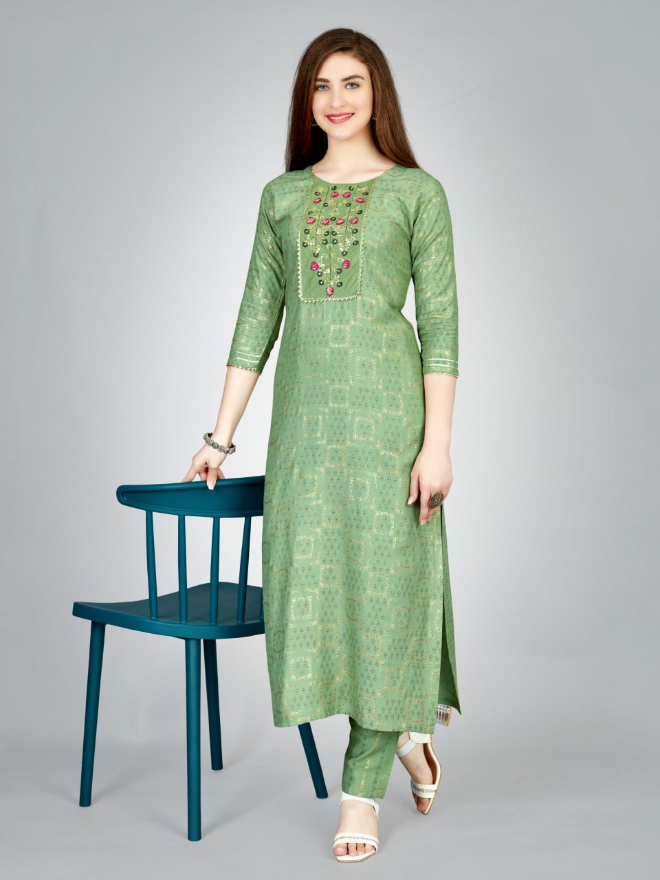 Fully Stiched Rayon 14 Kgs (Liva Approved) Kurti & Pant - Image 6