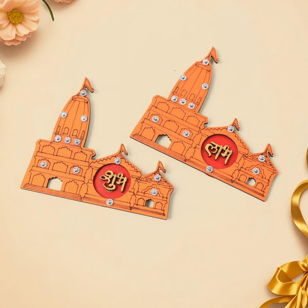 Shubh Labh Ram Temple / Mandir Design Decorative Wall Sticker (2 Pc) - Image 3