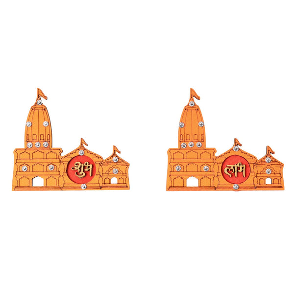 Shubh Labh Ram Temple / Mandir Design Decorative Wall Sticker (2 Pc) - Image 5