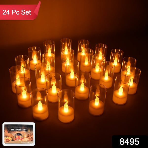 Flameless Candles with Transparent plastic Covers Set of 24 Pcs LED - Image 9