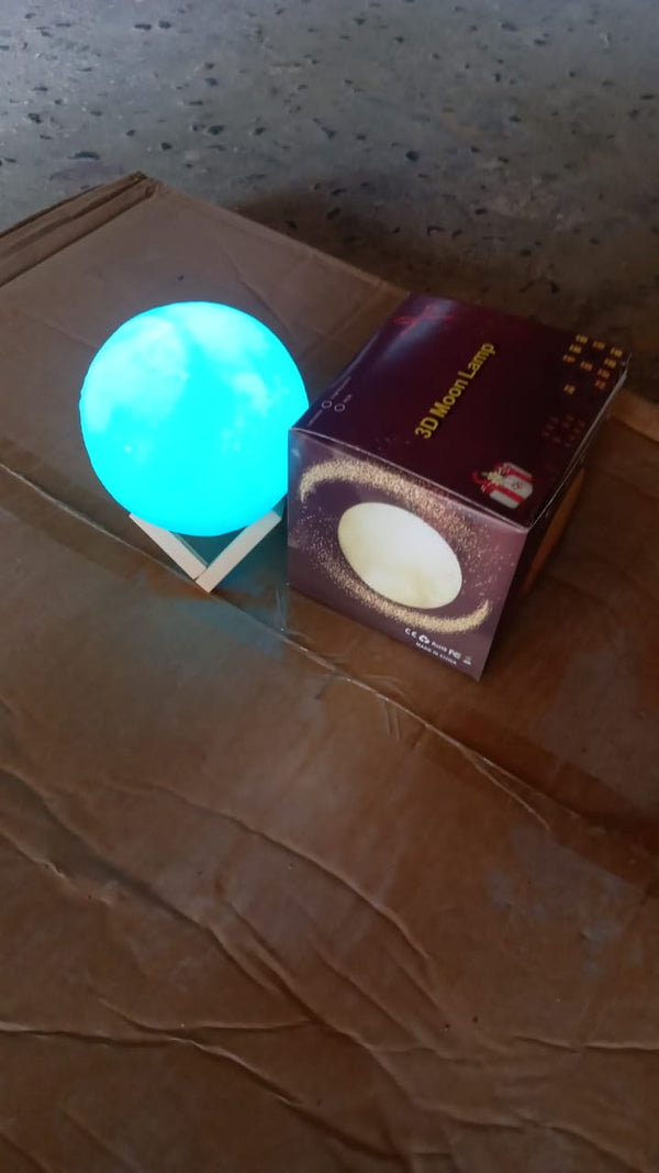 Moon Night Lamp Blue Color with Plastic Stand (15 x12 Cm / 1 Pc) - Image 2