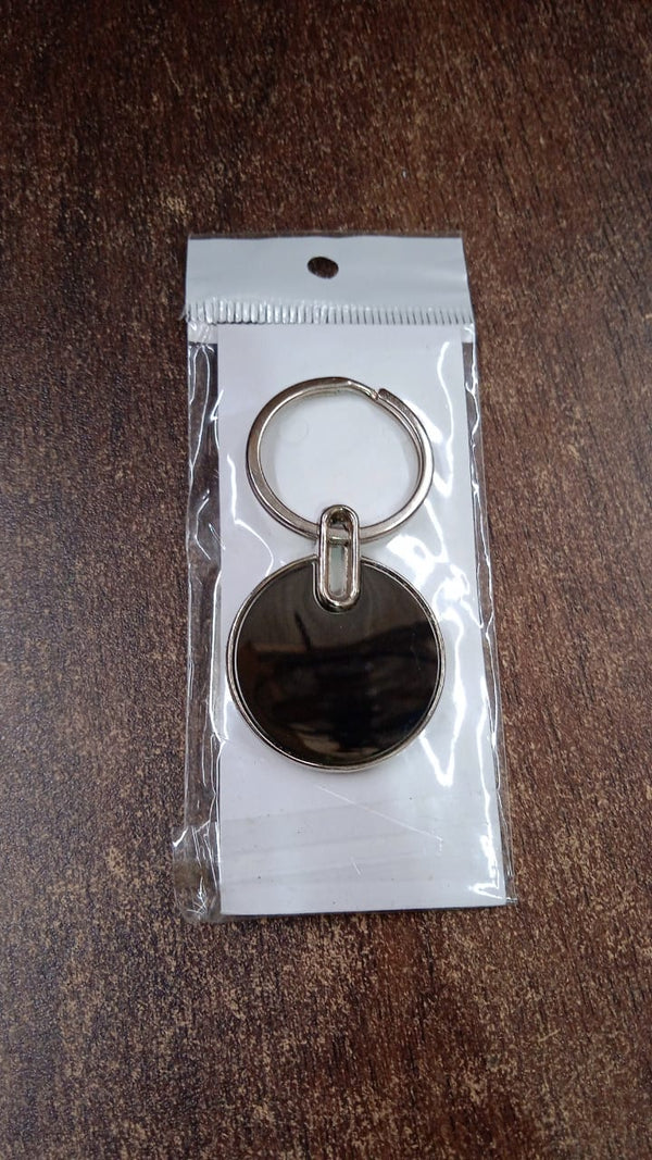 Sleek Black Round Metal Keychain (1 Pc) - Image 2