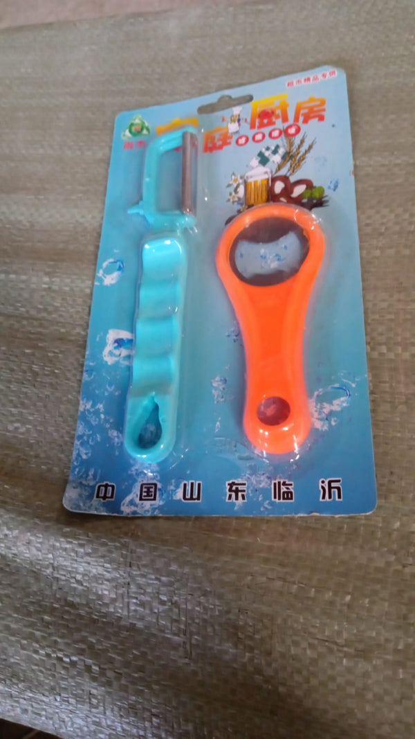 Vegetable Fruit Peelers Slicer & Bottle Opener, Kitchen Peeler For Veggie Fruit Potato Carrot, Bottle Opener With Plastic Handle Bottle Openers Wine Bottle Opener Cold Drink Bottle Opener (2Pc) - Image 2