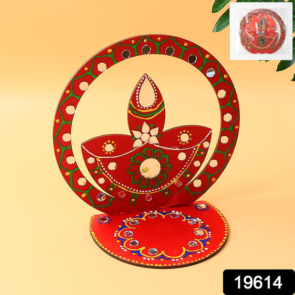 Handcrafted Wooden Decorative Diya Stand (1 Pc) - Image 8