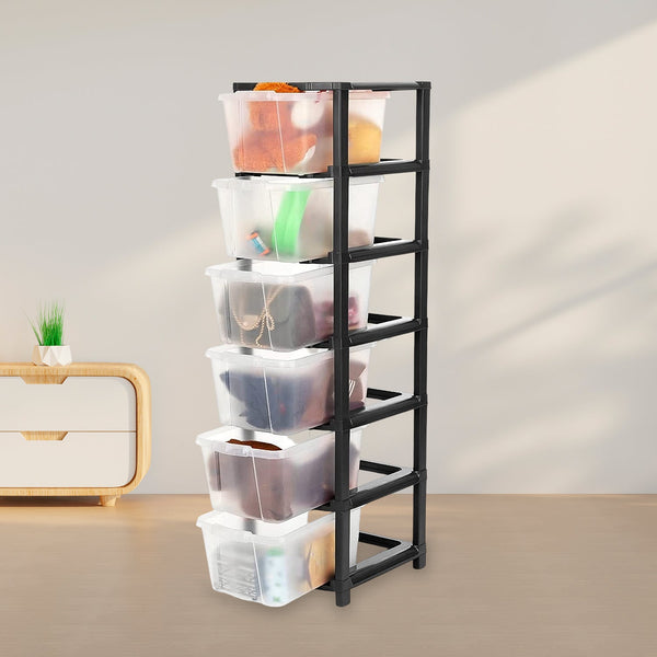 6-Layer Modular Plastic Drawer Storage Cabinet - Image 3
