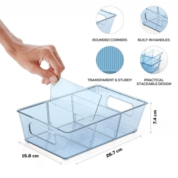 Plastic Refrigerator Organizer Bins, Set Of 2 Stackable Fridge Organizers with Handle, Clear Organizing Food Fruit Vegetables Pantry Storage Bins for Freezer kitchen Cabinet Organization and Storage (2 Pcs Set Mix Color) - Image 6