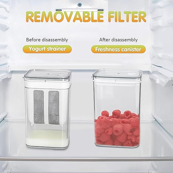 2 in 1 Yogurt Strainer with Storage Box – 1100ml (Plastic + Steel) - Image 6