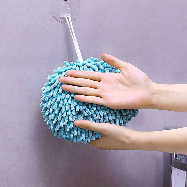 Hand Towels for Bathroom, Kitchen Hand Towel Hand Dry Towels Absorbent Soft Hanging Hand Bath Towels Microfiber Plush Chenille Hand Towel Ball Machine Washable Bathroom with Loop (1 Pc) - Image 4