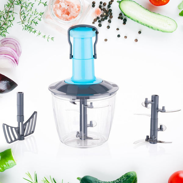 6 Blades Manual Hand-Press Vegetable Chopper (1100 ML / Mix Color) - Image 6