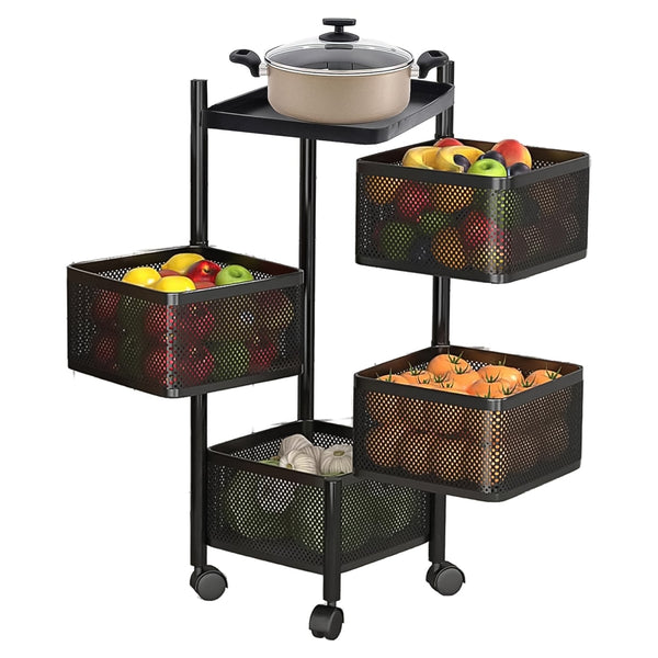 Metal Square High Quality Kitchen Trolley with Wheels (4 Layer / 1 Pc) - Image 5