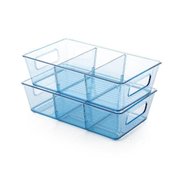 Plastic Refrigerator Organizer Bins, Set Of 2 Stackable Fridge Organizers with Handle, Clear Organizing Food Fruit Vegetables Pantry Storage Bins for Freezer kitchen Cabinet Organization and Storage (2 Pcs Set Mix Color) - Image 4