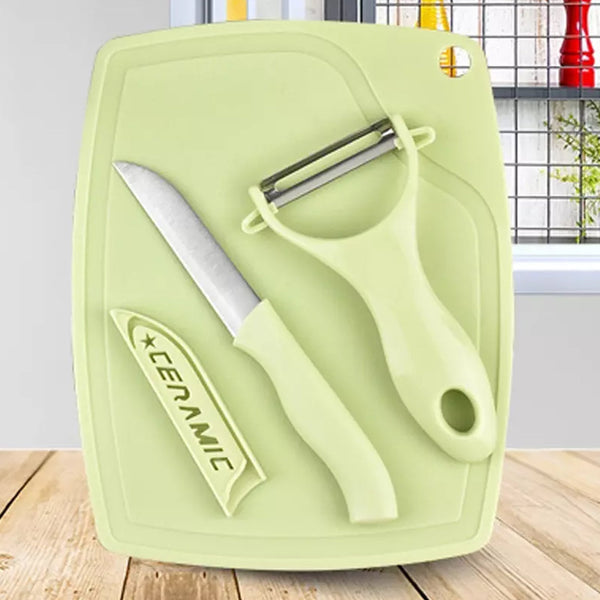 Plastic Kitchen Peeler - Green & Classic Stainless Steel 3-Piece Knife Set Combo - Image 5