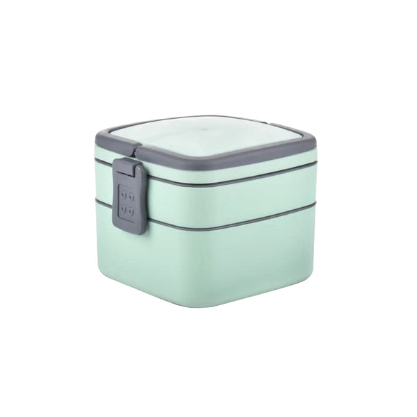 GREEN DOUBLE-LAYER PORTABLE LUNCH BOX STACKABLE WITH CARRYING HANDLE AND SPOON LUNCH BOX , Bento Lunch Box - Image 8
